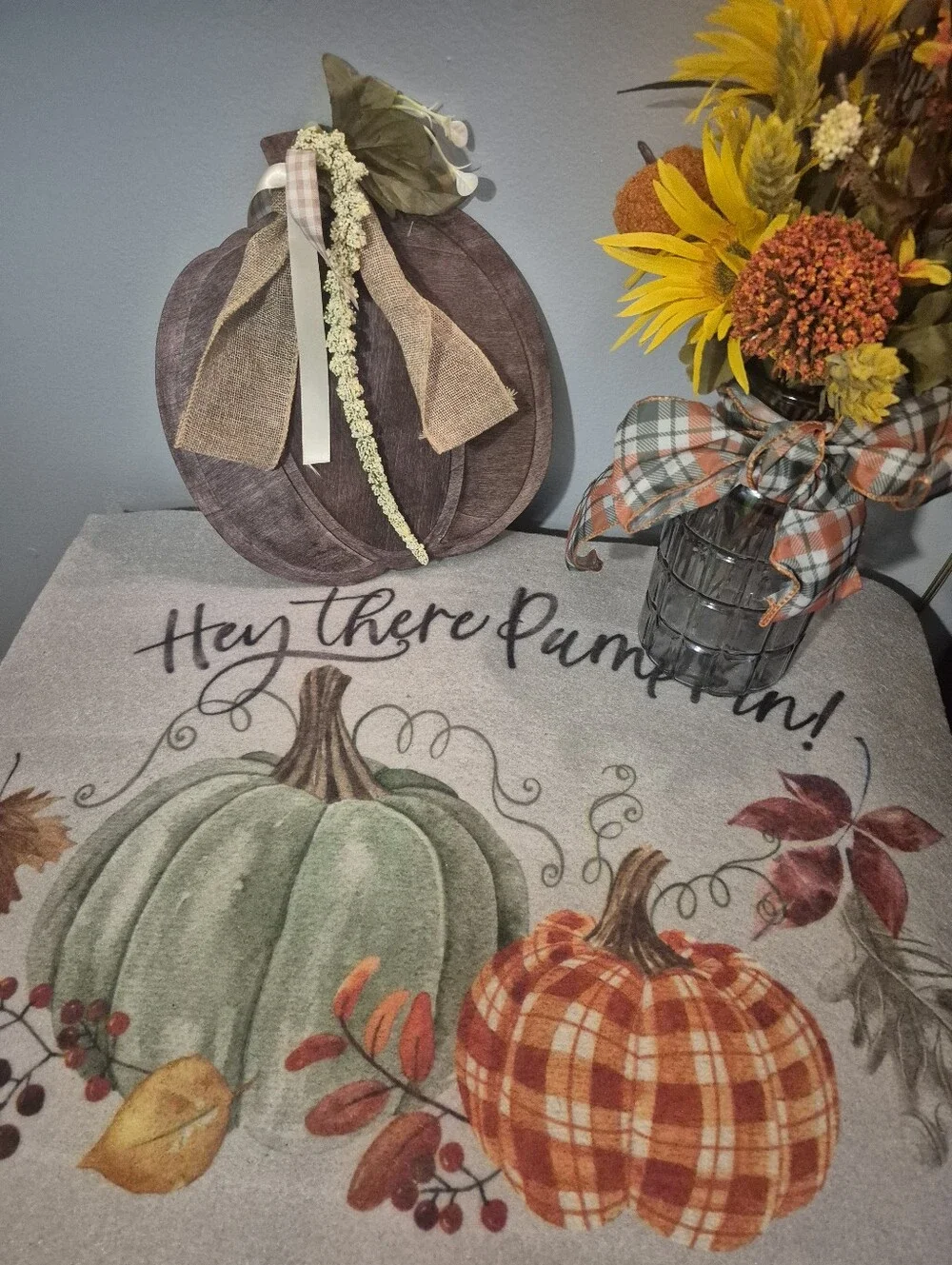 Autumn Sunflower & Pumpkin Decorative Arrangement - Fall Home Accent